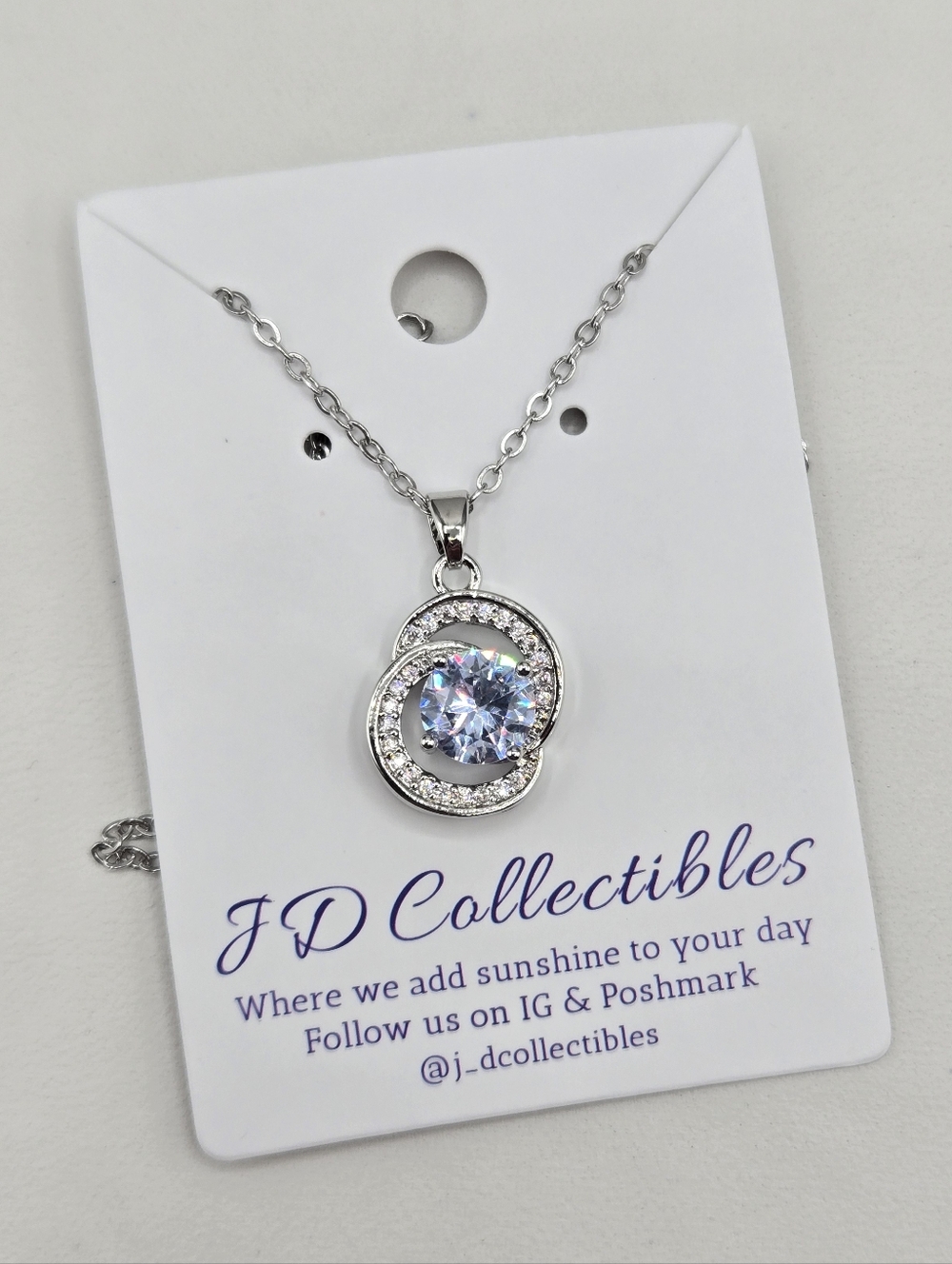 Swarovski Crystal Elements Silver Necklace Clear Halo 16 - 18 inch Prom Bridal
